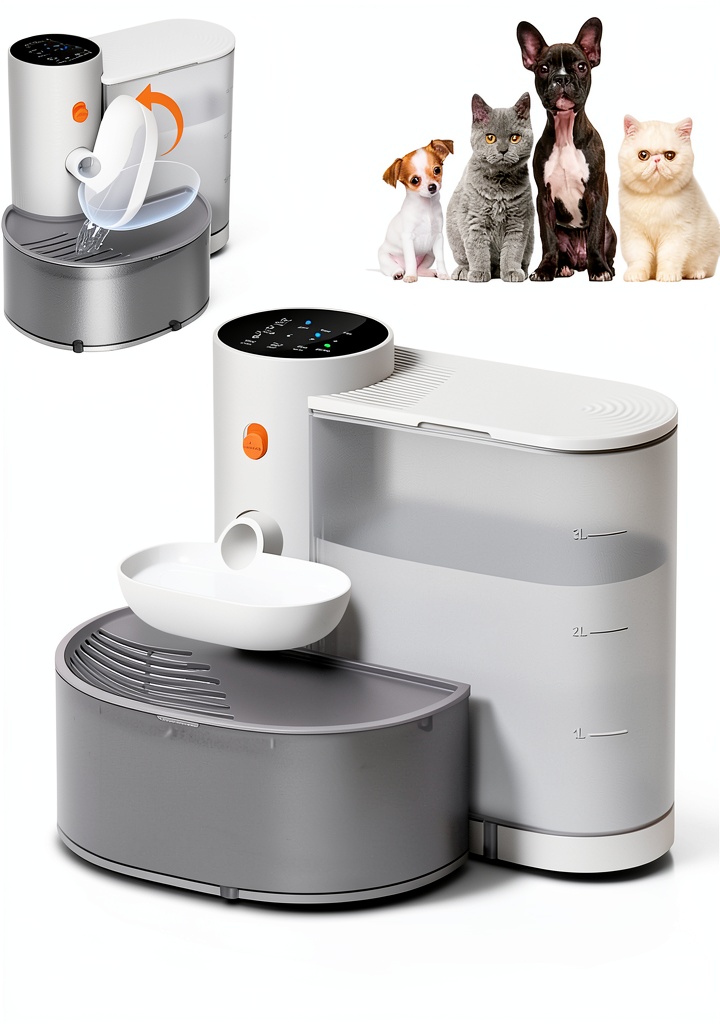 Installing Potaroma Cat Fountain Self Refill Cordless 3500ML Capacity on a wooden desk