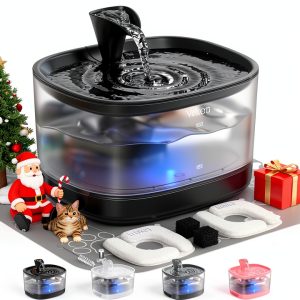 Veken Cat Fountain 84oz Quiet Pump Free Water Dispenser-0