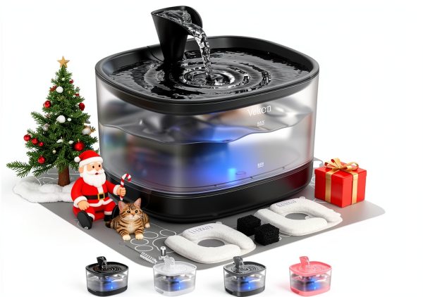 Veken Cat Fountain 84oz Quiet Pump Free Water Dispenser-0