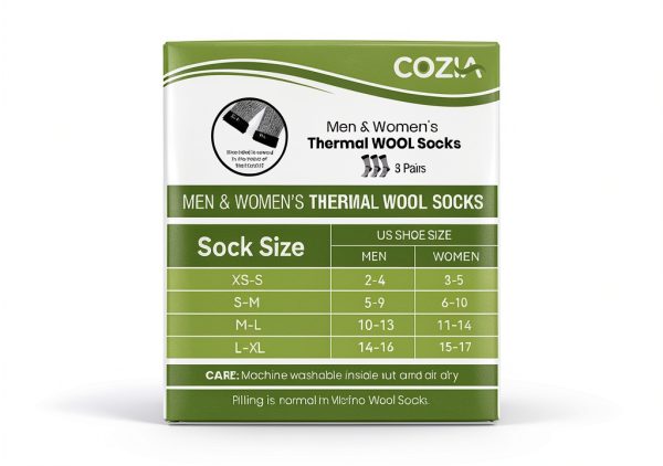 Merino Wool Hiking Socks COZIA Thermal Cushion-3