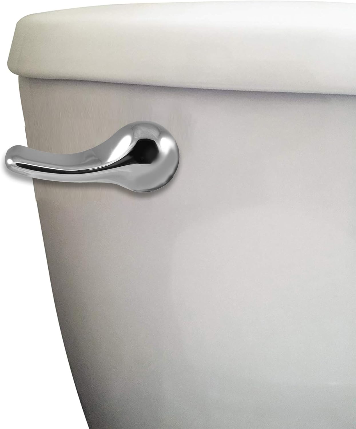 Danco left‑hand chrome toilet handle installed in a modern bathroom