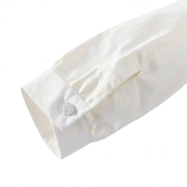 Girls Long Sleeve Blouse with Scalloped Neckline, White Cotton-2