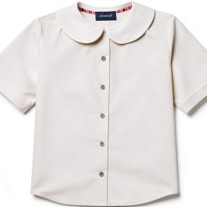 Classroom Girls Short Sleeve Stretch Peter Pan Blouse Light Blue-0