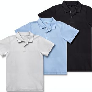 Toulite School Uniform 3‑Piece Short Sleeve Shirt White Blue Navy-0