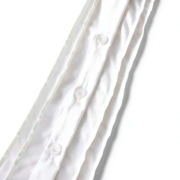 Girls Long Sleeve Blouse with Scalloped Neckline, White Cotton-1