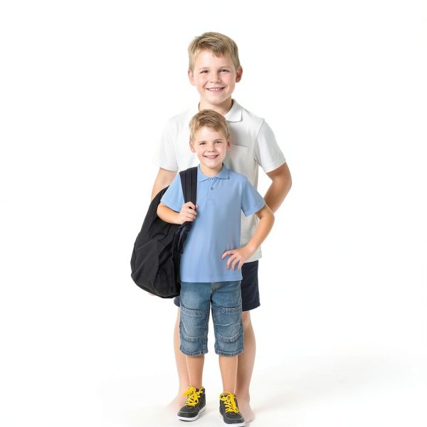 Toulite School Uniform 3‑Piece Short Sleeve Shirt White Blue Navy-3