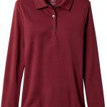 French Toast Girls L/S Fitted Knit Polo with Picot Collar Burgundy 14-0