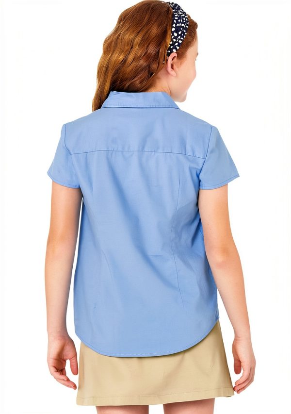 Amazon Essentials Girls Uniform Short Sleeve Poplin Button-Down Shirt-2