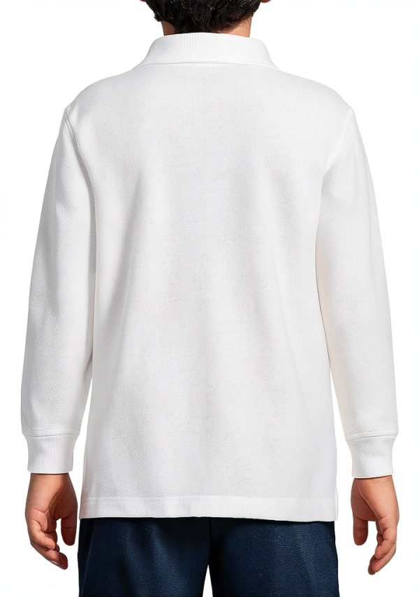 Lands' End School Uniform Kids Long Sleeve Mesh Polo Shirt-4