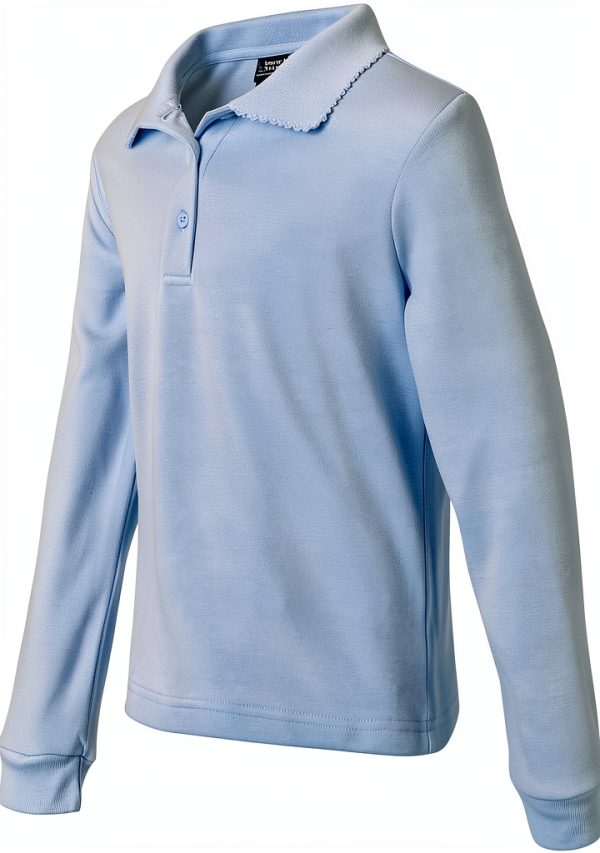 French Toast Girls' Long Sleeve Polo with Picot Trim Collar (Assorted Colors)-1