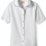 Lands' End School Uniform Piped Peter Pan Collar Broadcloth Shirt-0