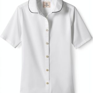 Lands' End School Uniform Piped Peter Pan Collar Broadcloth Shirt-0