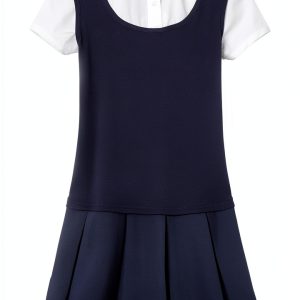 French Toast Girls Pleat 2-fer Dress-0