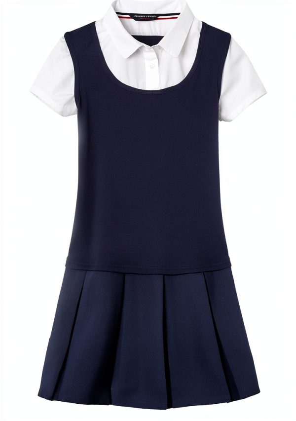 French Toast Girls Pleat 2-fer Dress-2