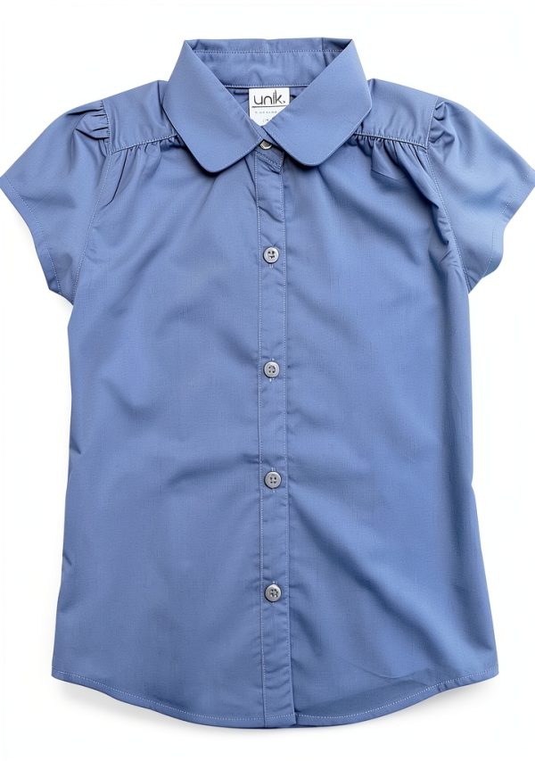 unik Girls Uniform Button Down Blouse White Sky Blue Sizes 5-18-3