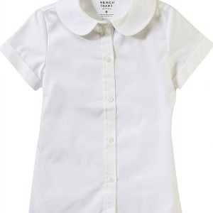 French Toast Short Sleeve Peter Pan Blouse (Feminine Fit) Girls White 7-0