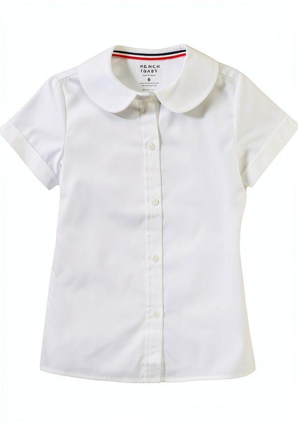 French Toast Short Sleeve Peter Pan Blouse (Feminine Fit) Girls White 7-0