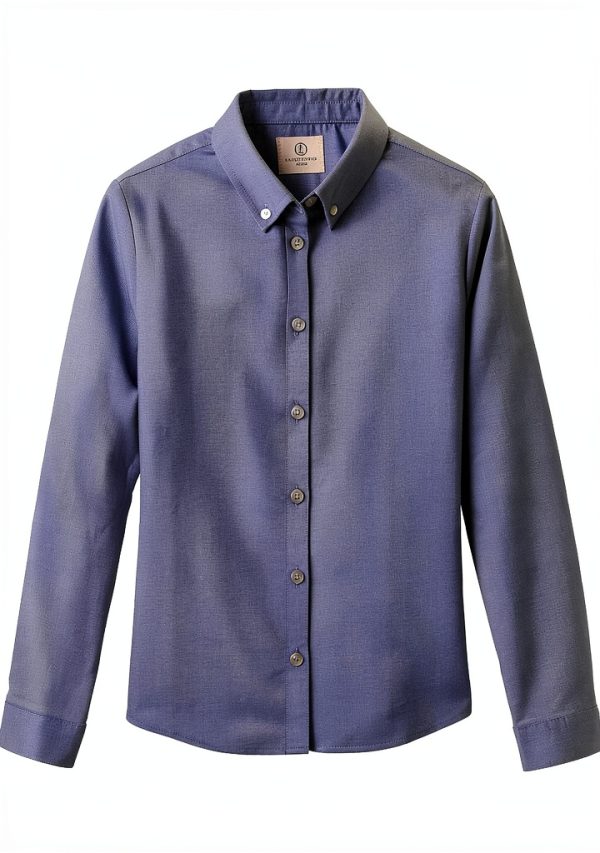 Lands' End Girls School Uniform Long Sleeve Oxford Shirt Cotton Blend-0