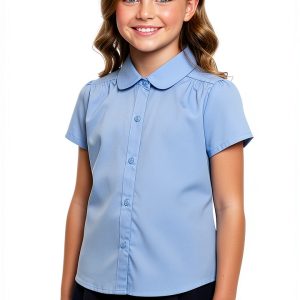unik Girls Uniform Button Down Blouse White Sky Blue Sizes 5-18-0