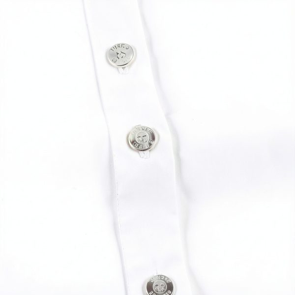 Bienzoe Girls Shirt Short Sleeve: White Button Up Kids School Uniform Cotton Oxford Collar Ruffle Dress Blouse-2