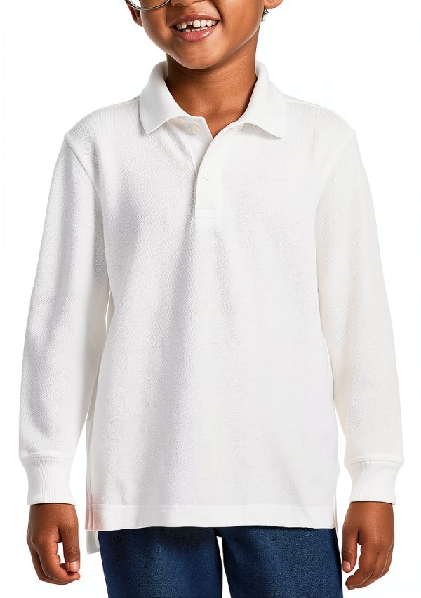 Lands' End School Uniform Kids Long Sleeve Mesh Polo Shirt-0